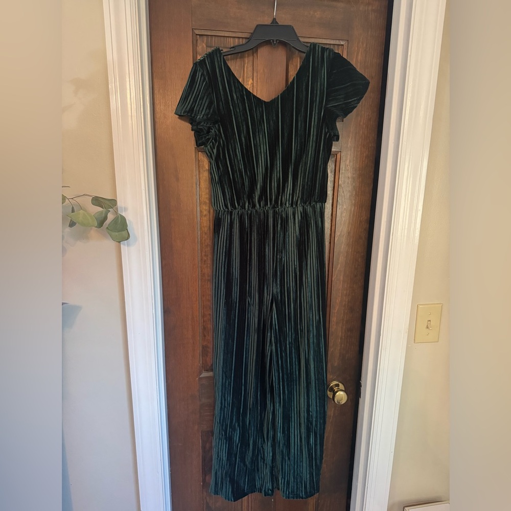 Green Velvet Jumpsuit - girls size 14